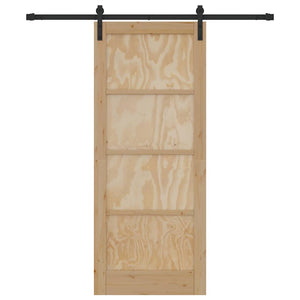 Porta Scorrevole  con Set di Hardware 83x202 cm Legno Massello in Pino 3333168