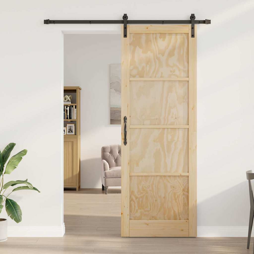 Porta Scorrevole  con Set Hardware 83x232 cm in Legno Massello di Pino 3333172