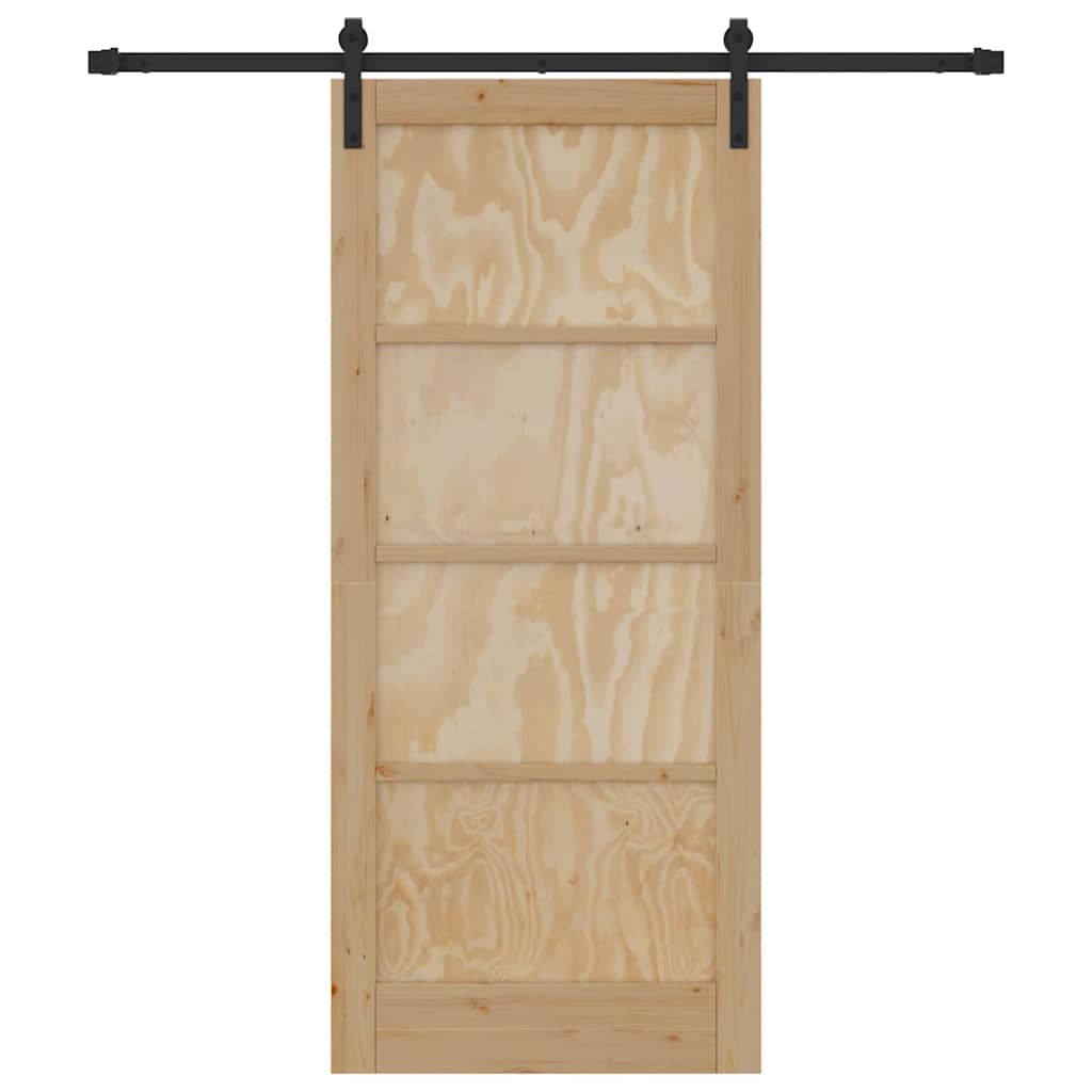 Porta Scorrevole  con Set di Ferramenta 86x198,5 cm in Legno Massello di Pino 3333174