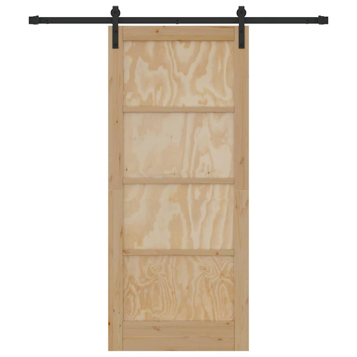 Porta Scorrevole  con Set di Ferramenta 86x198,5 cm in Legno Massello di Pino 3333174
