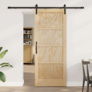 Porta Scorrevole Manuale Naturale e nero 83 x 202 cm 3333196