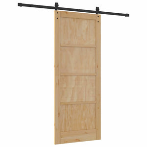 Porta Scorrevole Manuale Naturale e nero 83 x 202 cm 3333196
