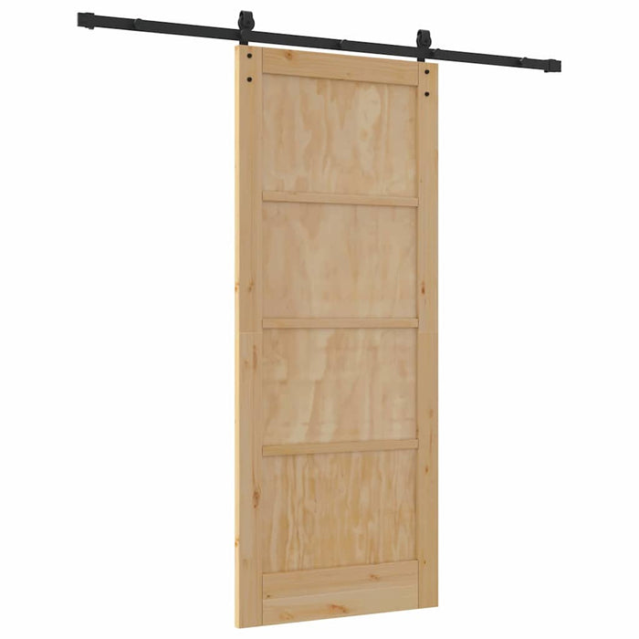 Porta Scorrevole Manuale Naturale e nero 83 x 202 cm 3333196