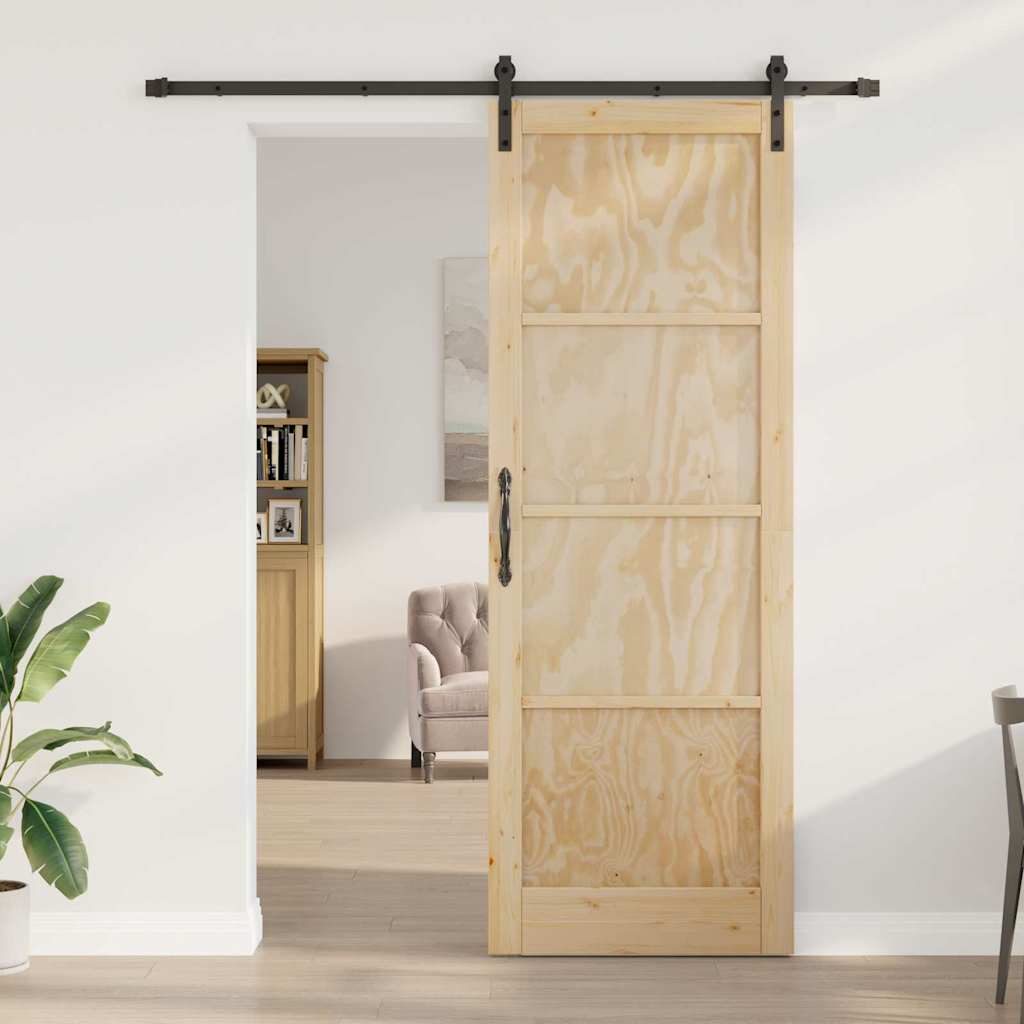 Porta Scorrevole Manuale Naturale e nero 83 x 232 cm 3333200