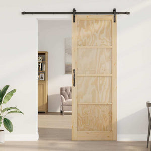 Porta Scorrevole Manuale Naturale e nero 83 x 232 cm 3333200