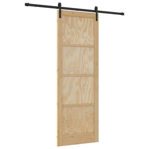 Porta Scorrevole Manuale Naturale e nero 83 x 232 cm 3333200