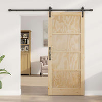 Porta Scorrevole Manuale Naturale e nero 86 x 198.5 cm 3333202