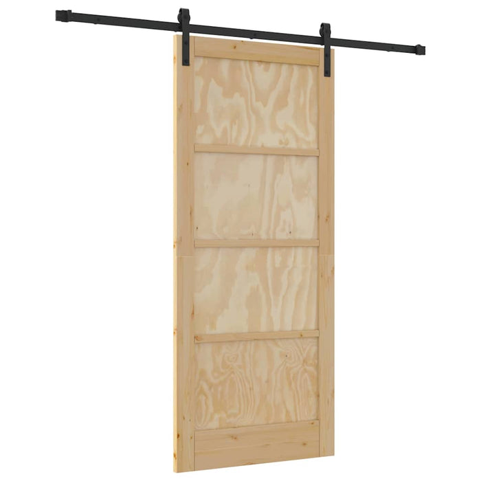 Porta Scorrevole Manuale Naturale e nero 86 x 198.5 cm 3333202