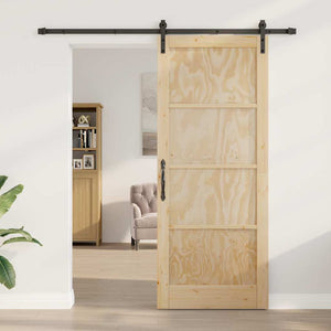 Porta Scorrevole Manuale Naturale e nero 86 x 211 cm 3333204