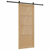 Porta Scorrevole Manuale Naturale e nero 86 x 211 cm 3333204