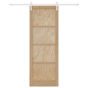 Porta Scorrevole con Set di Accessori 83x232 cm in Legno Massello di Pino 3333256