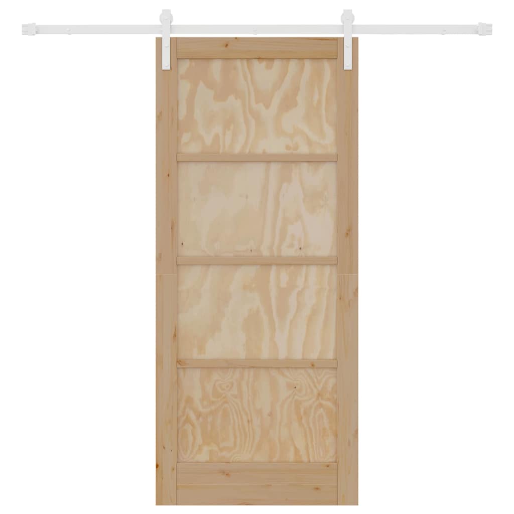 Porta Scorrevole  con Set di Accessori 86x198.5 cm Legno Massello di Pino 3333258