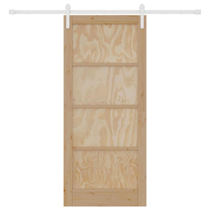 Porta Scorrevole  con Set di Accessori 86x198.5 cm Legno Massello di Pino 3333258