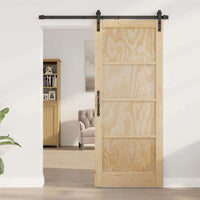 Porta Scorrevole con Set di Ferramenta 83x202 cm Legno Massello di Pino 3333280