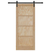Porta Scorrevole con Set di Ferramenta 83x202 cm Legno Massello di Pino 3333280
