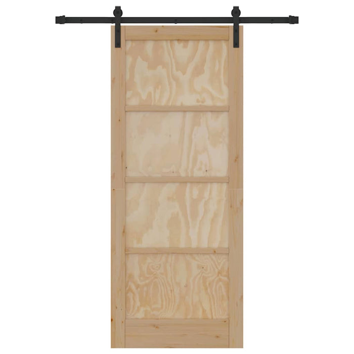 Porta Scorrevole con Set di Ferramenta 83x202 cm Legno Massello di Pino 3333280