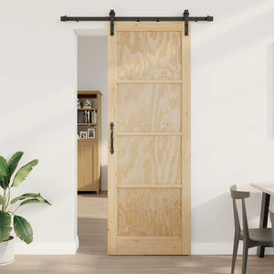 Porta Scorrevole con Set di Ferramenta 83x232 cm in Legno Massello di Pino 3333284