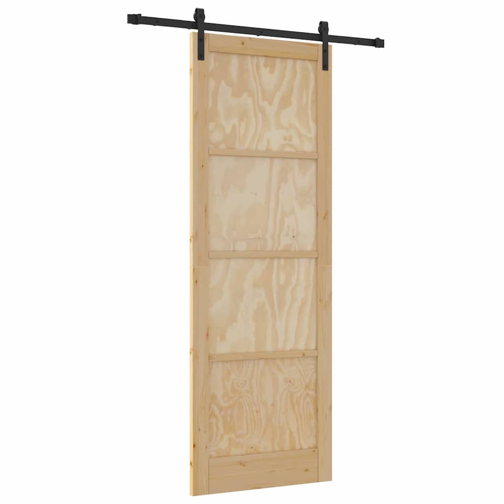 Porta Scorrevole con Set di Ferramenta 83x232 cm in Legno Massello di Pino 3333284