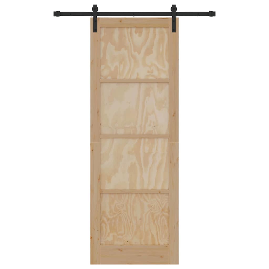 Porta Scorrevole con Set di Ferramenta 83x232 cm in Legno Massello di Pino 3333284