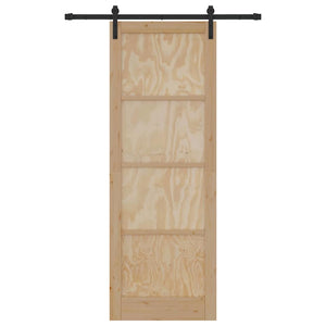 Porta Scorrevole con Set di Ferramenta 83x232 cm in Legno Massello di Pino 3333284