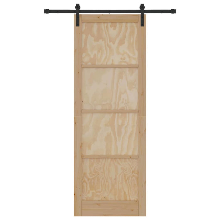 Porta Scorrevole con Set di Ferramenta 83x232 cm in Legno Massello di Pino 3333284