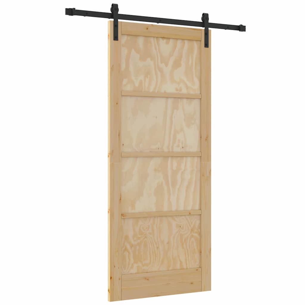 Porta Scorrevole  con Set di Ferramenta 86x198.5 cm in Legno Massello di Pino 3333286