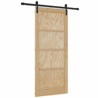 Porta Scorrevole  con Set di Ferramenta 86x198.5 cm in Legno Massello di Pino 3333286