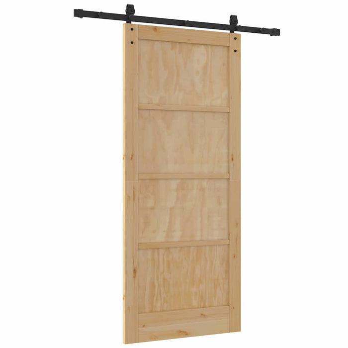 Porta Scorrevole  con Set di Ferramenta 86x198.5 cm in Legno Massello di Pino 3333286
