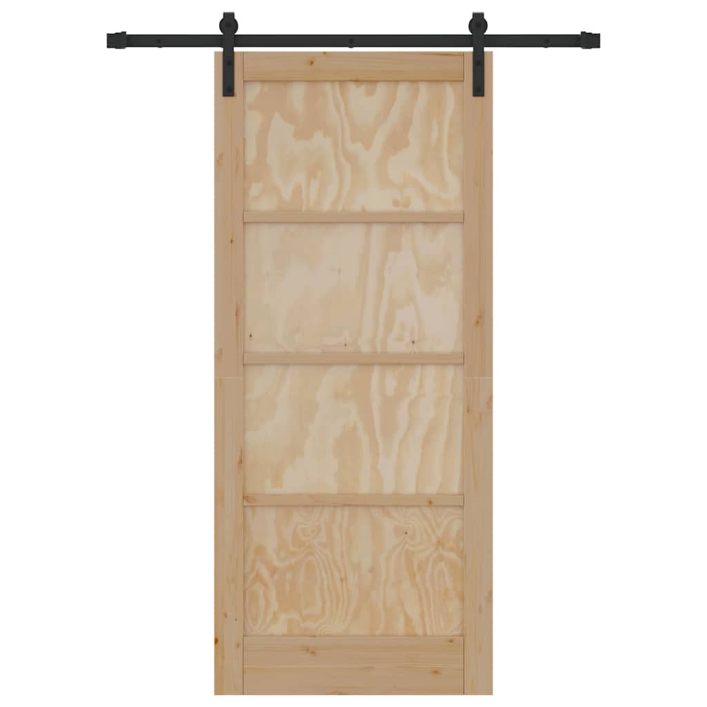 Porta Scorrevole  con Set di Ferramenta 86x198.5 cm in Legno Massello di Pino 3333286