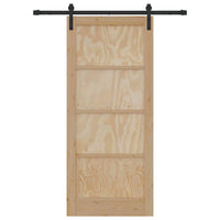 Porta Scorrevole  con Set di Ferramenta 86x198.5 cm in Legno Massello di Pino 3333286
