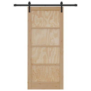 Porta Scorrevole  con Set di Ferramenta 86x198.5 cm in Legno Massello di Pino 3333286