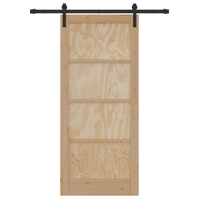 Porta Scorrevole  con Set di Ferramenta 86x198.5 cm in Legno Massello di Pino 3333286