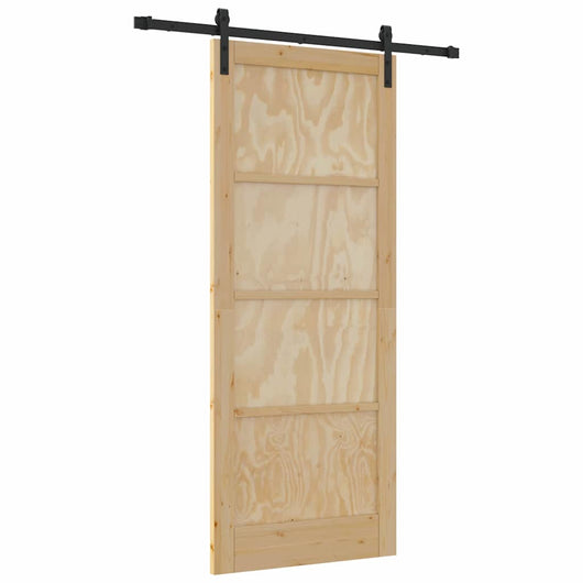 Porta Scorrevole  con Set di Ferramenta 86x211 cm Legno Massello Pino 3333288