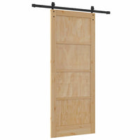 Porta Scorrevole  con Set di Ferramenta 86x211 cm Legno Massello Pino 3333288