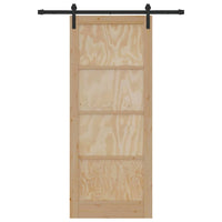 Porta Scorrevole  con Set di Ferramenta 86x211 cm Legno Massello Pino 3333288