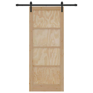 Porta Scorrevole  con Set di Ferramenta 86x211 cm Legno Massello Pino 3333288