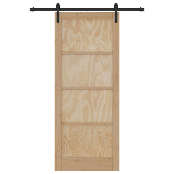 Porta Scorrevole  con Set di Ferramenta 86x211 cm Legno Massello Pino 3333288