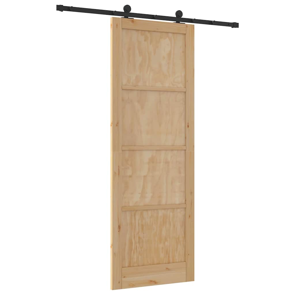 Porta scorrevole con set di hardware 83x232 cm in legno massello di pino 3333340