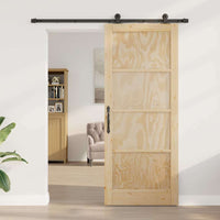 Porta Scorrevole  con Set di Ferramenta 86x211 cm Legno Massello di Pino 3333344