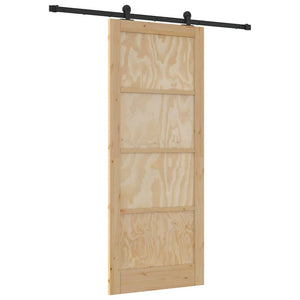 Porta Scorrevole  con Set di Ferramenta 86x211 cm Legno Massello di Pino 3333344