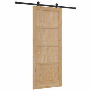 Porta Scorrevole  con Set di Ferramenta 86x211 cm Legno Massello di Pino 3333344