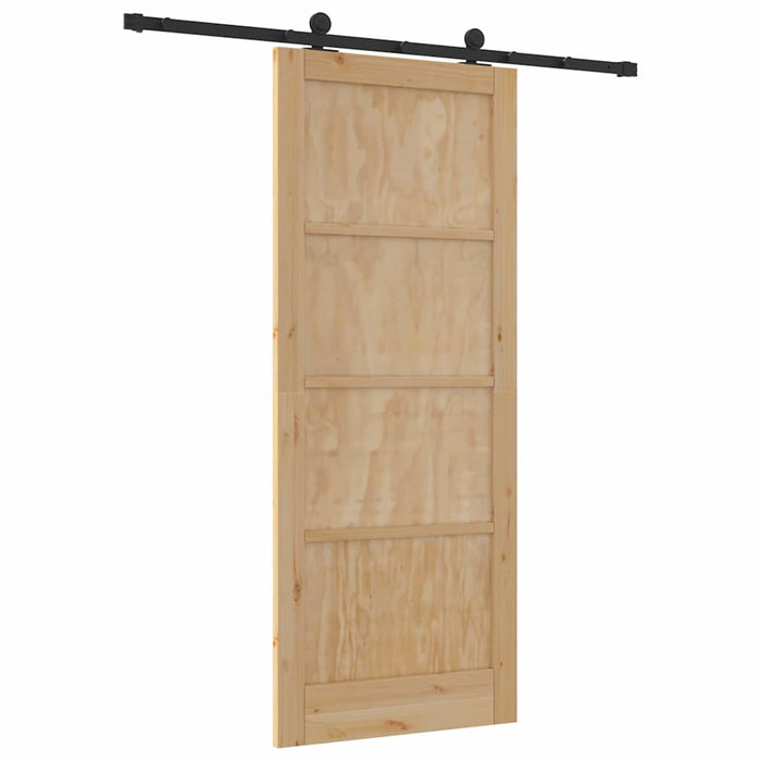 Porta Scorrevole  con Set di Ferramenta 86x211 cm Legno Massello di Pino 3333344