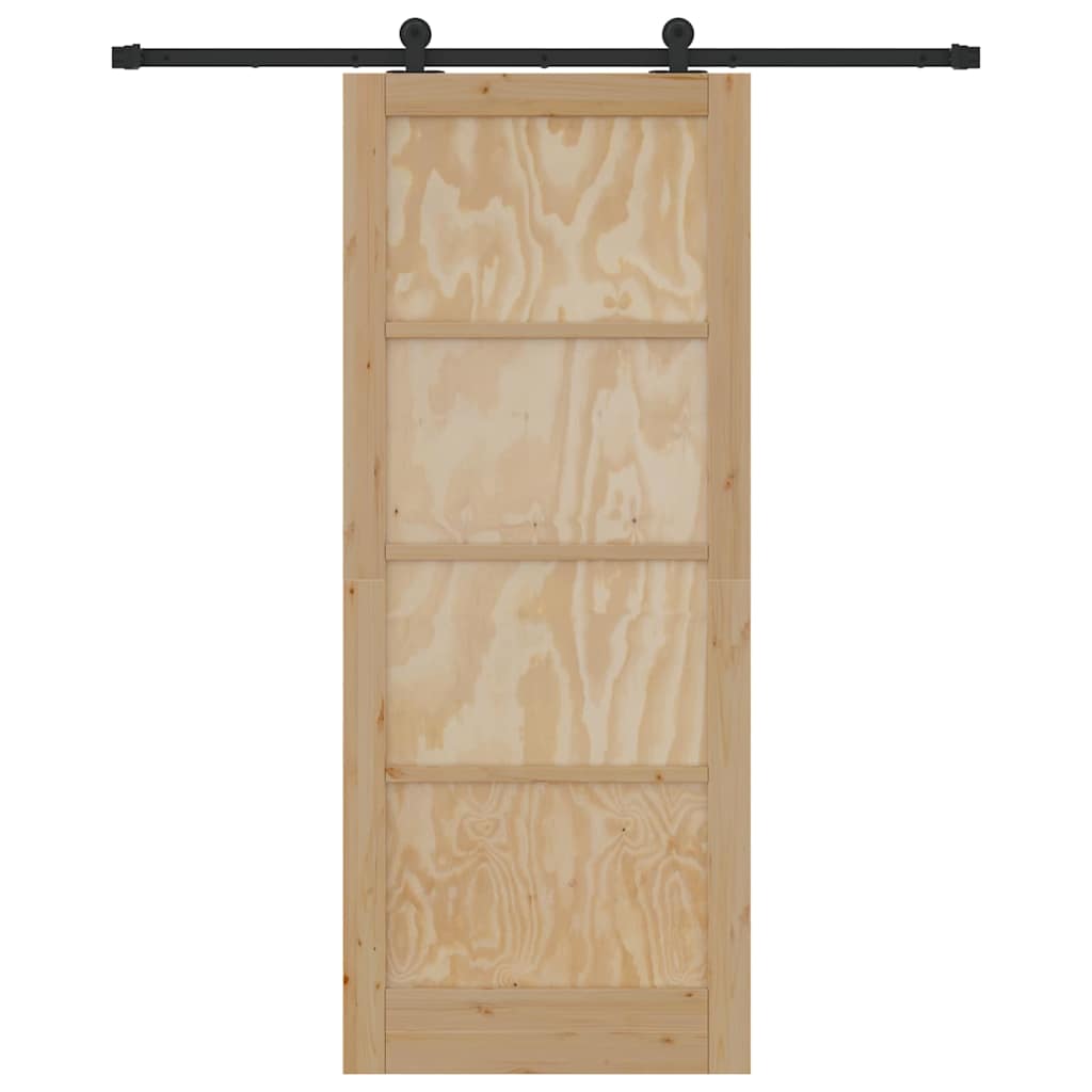 Porta Scorrevole  con Set di Ferramenta 86x211 cm Legno Massello di Pino 3333344