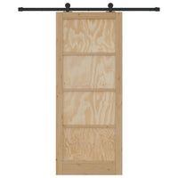 Porta Scorrevole  con Set di Ferramenta 86x211 cm Legno Massello di Pino 3333344