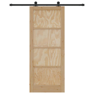 Porta Scorrevole  con Set di Ferramenta 86x211 cm Legno Massello di Pino 3333344