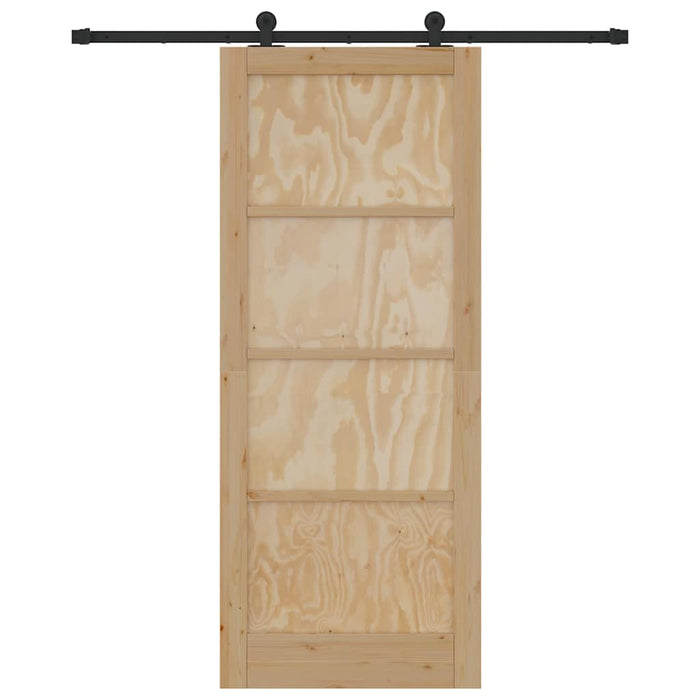 Porta Scorrevole  con Set di Ferramenta 86x211 cm Legno Massello di Pino 3333344