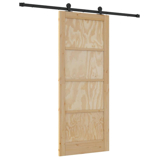 Porta scorrevole con set di hardware 83x202 cm in legno massello di pino 3333364
