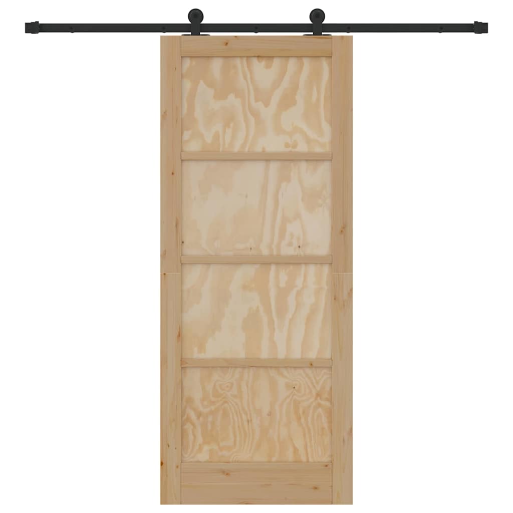 Porta scorrevole con set di hardware 83x202 cm in legno massello di pino 3333364