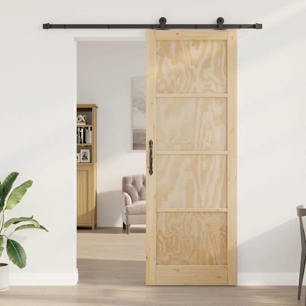 Set di Porte Scorrevoli Naturale e nero 83 x 232 cm 3333368
