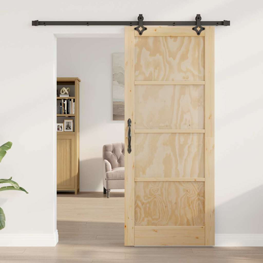 Porta scorrevole  con set di accessori 83x202 cm Legno massello di pino 3333504